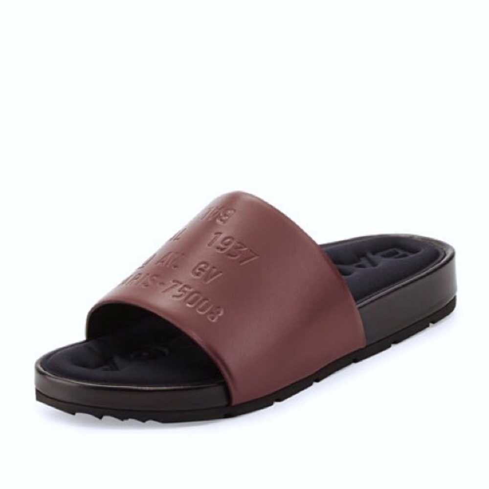 Balenciaga Leather Logo Slides Sandals